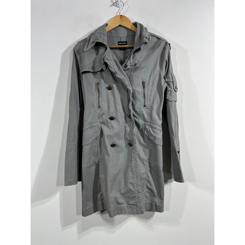 WetSeal Y2K Militaryā Trench Band Jacket Double Breasted Utility Women Medium